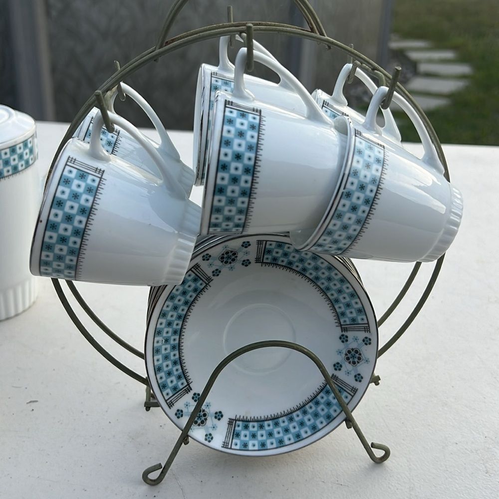 ✨ Mid-Century Modern Tea/Coffee/Chocolate Set – Complete with Rack - Picture 5 of 5